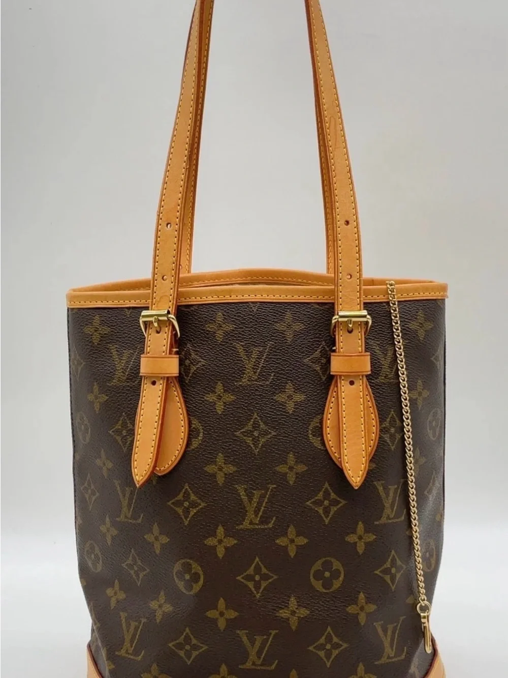 Louis Vuitton Brown Monogram Canvas PM Bucket Tote with Vachetta Handles